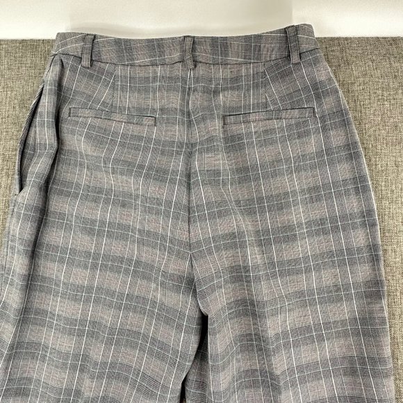 Amanda Smith Plaid Straight Pants Cuffed Size 4 Gray Black Teal Work Business - Picture 13 of 16
